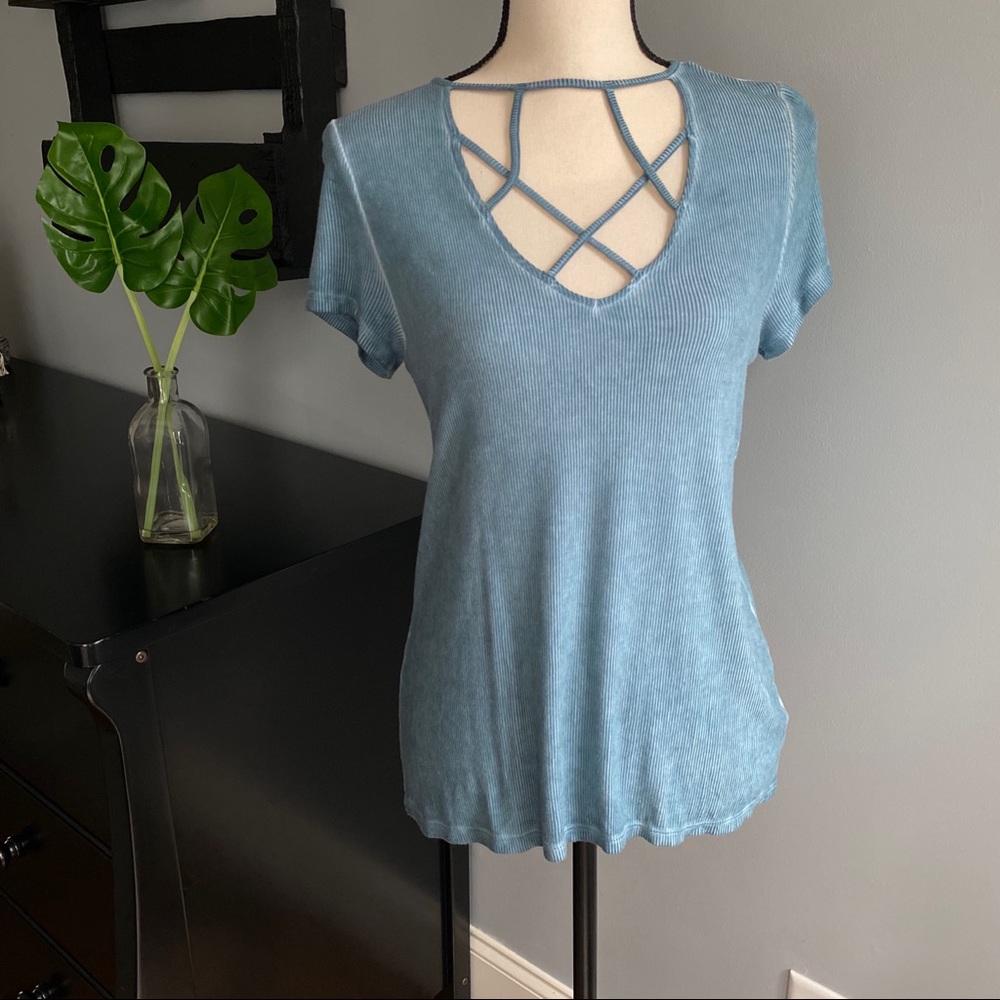 Blue/Green American Eagle Shortsleeved Top Medium
